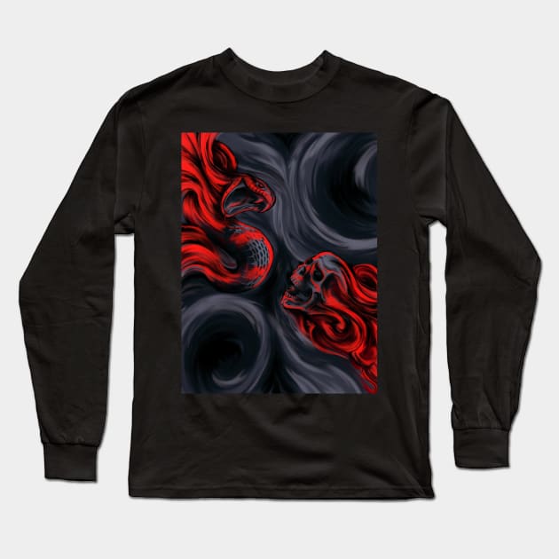 Skull & Snake (red) Long Sleeve T-Shirt by FattoAMano